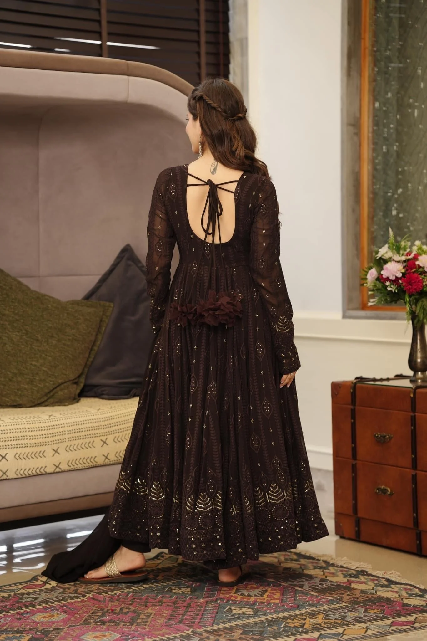 SANAYA'S' BLACK EMBROIDERED GEORGETTE SUIT SET KF- G101