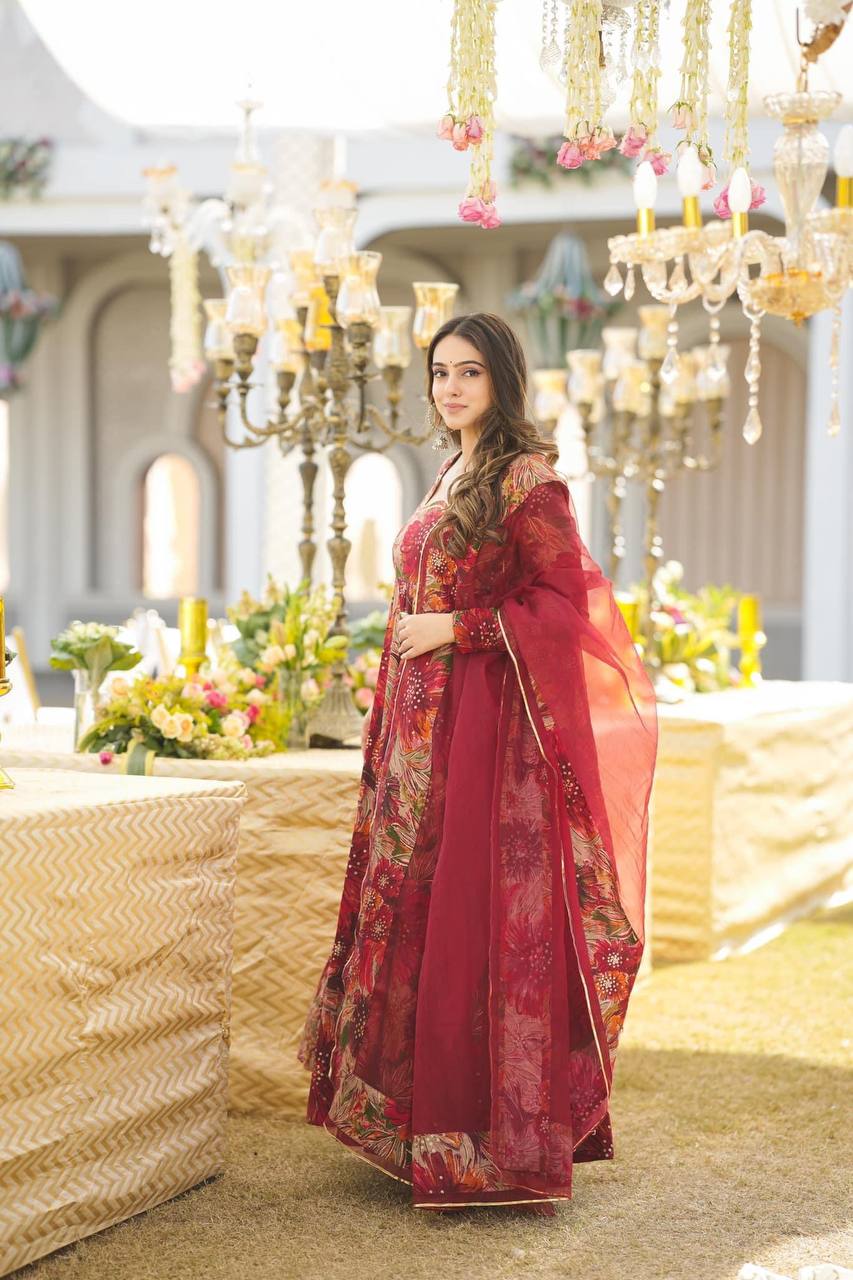 Red Color Long Gown For women Anarkali Suit Set KF-G41