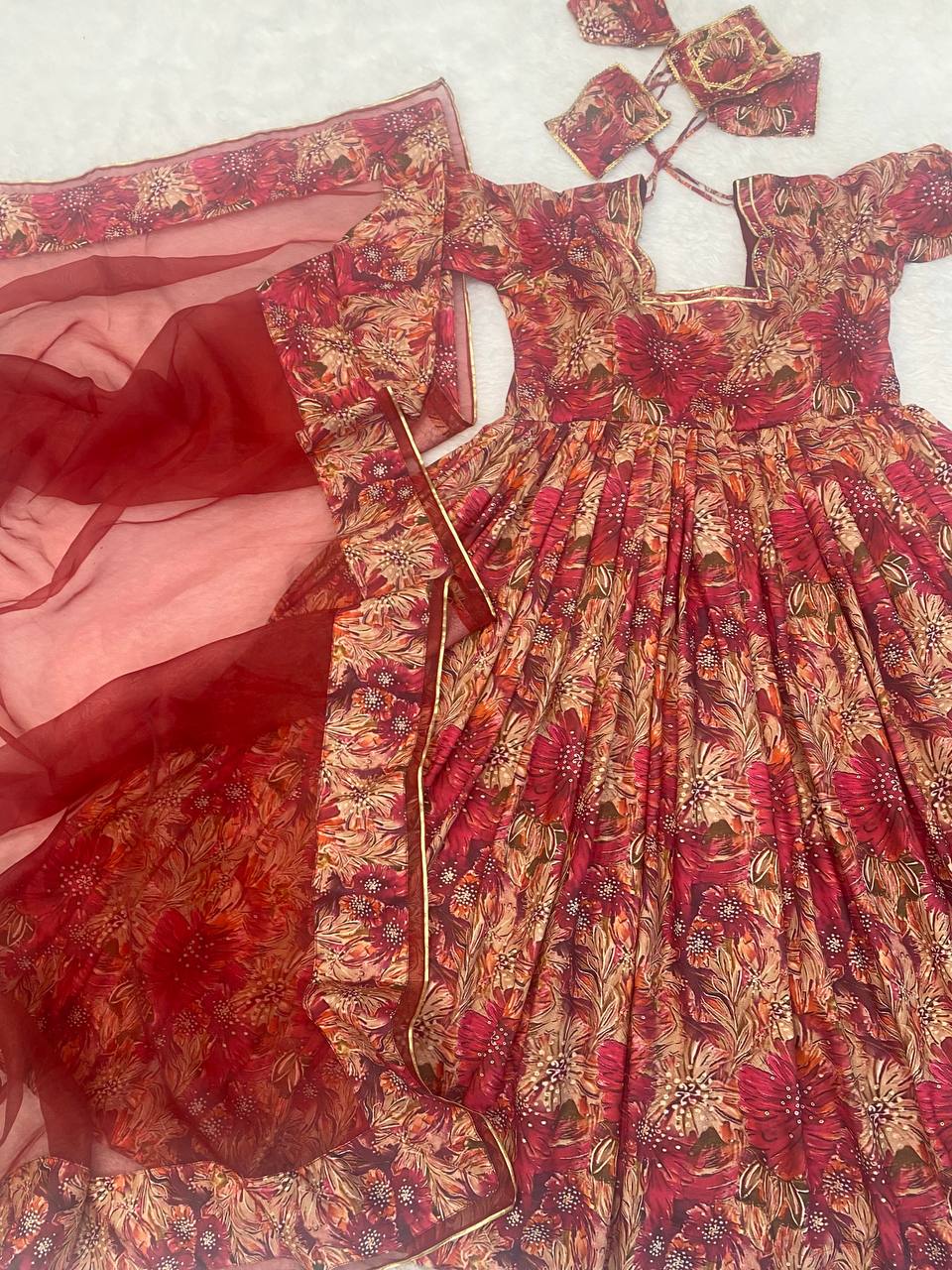 Red Color Long Gown For women Anarkali Suit Set KF-G41