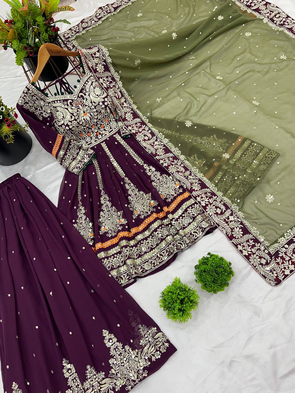 Embroidered Georgette Sharara Set KFNS-841