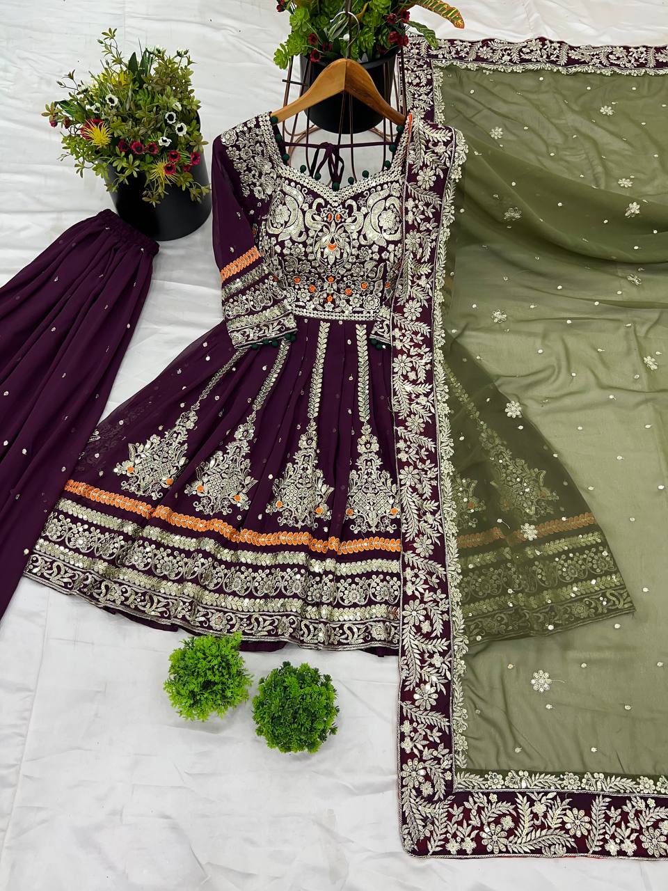 Embroidered Georgette Sharara Set KFNS-841