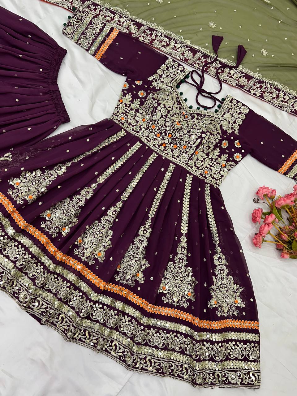 Embroidered Georgette Sharara Set KFNS-841