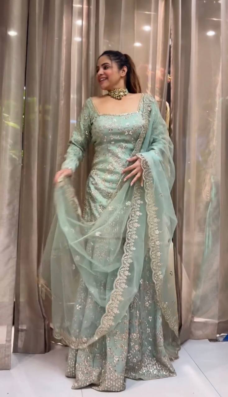 Heavy Embroidered Georgette Gown with Dupatta KFS-1642