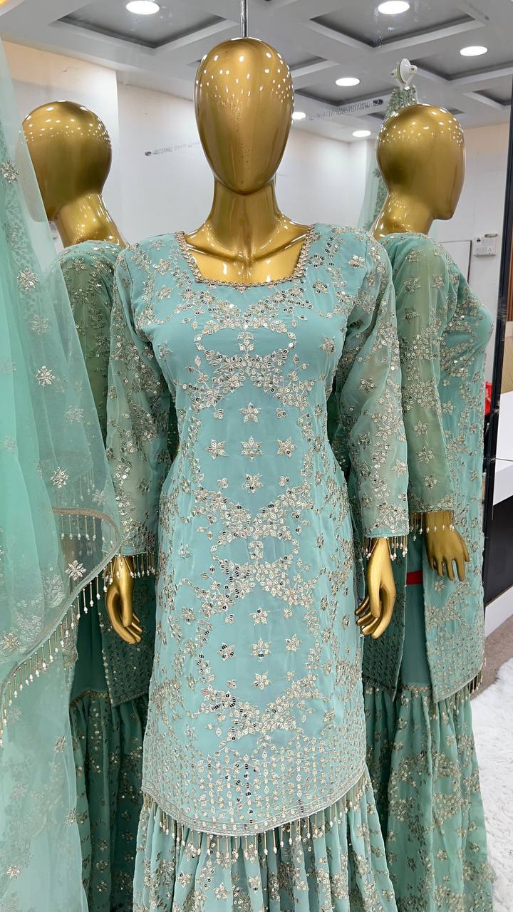 Heavy Embroidered Georgette Gown with Dupatta KFS-1642