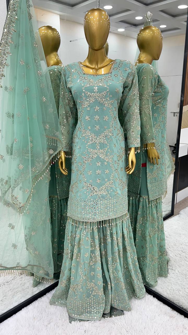 Heavy Embroidered Georgette Gown with Dupatta KFS-1642