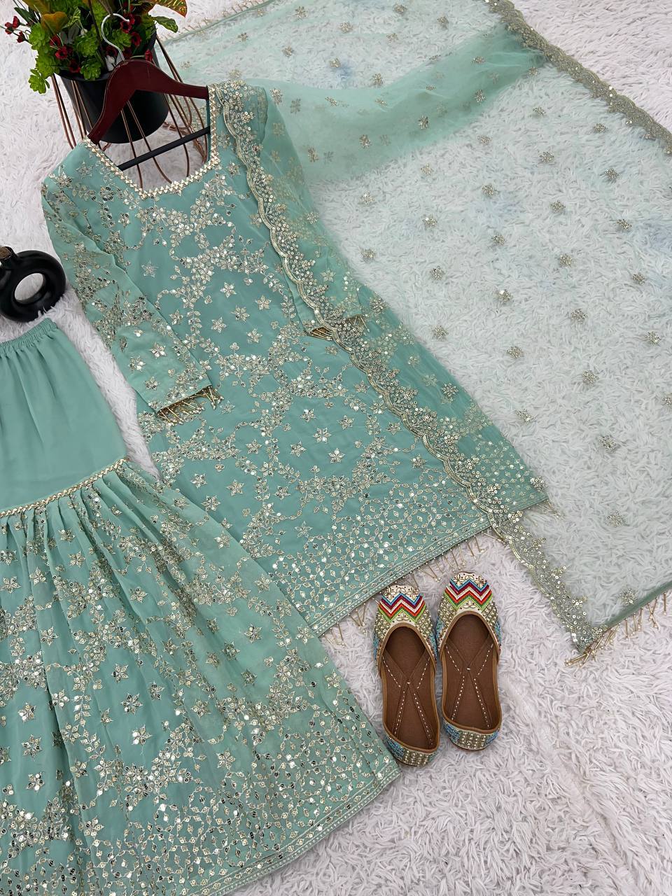 Heavy Embroidered Georgette Gown with Dupatta KFS-1642