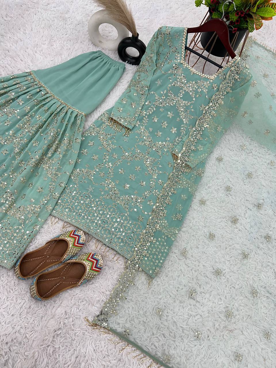 Heavy Embroidered Georgette Gown with Dupatta KFS-1642