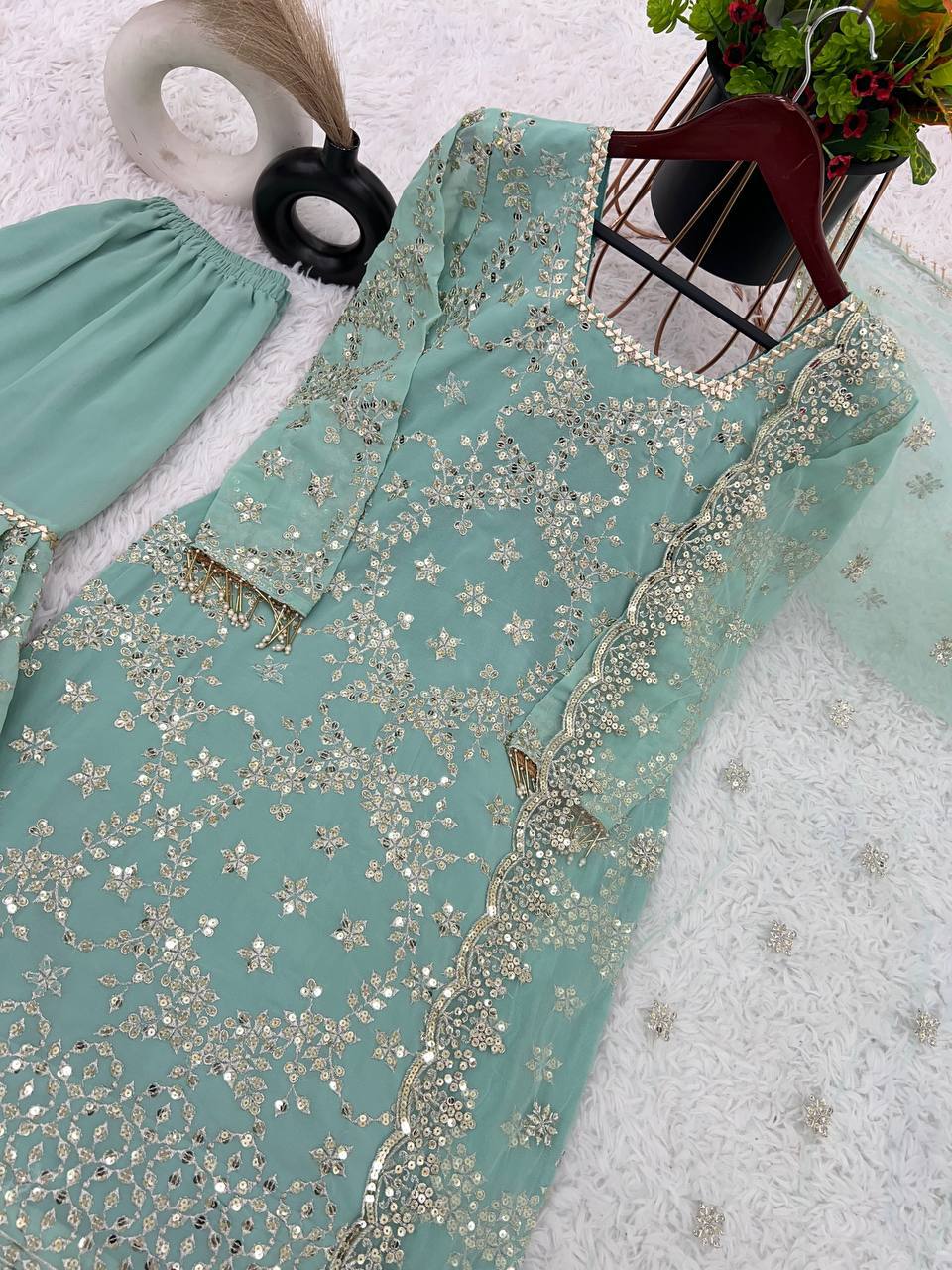 Heavy Embroidered Georgette Gown with Dupatta KFS-1642