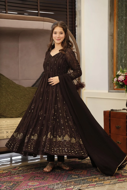 SANAYA'S' BLACK EMBROIDERED GEORGETTE SUIT SET KF- G101
