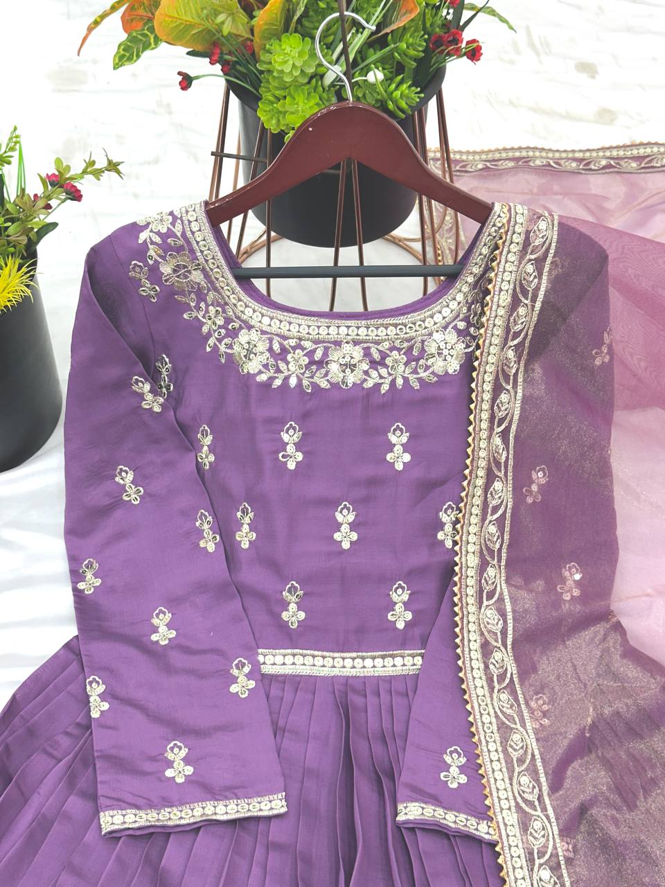 Embroidered Anarkali Suit with Dupatta KFZ-414