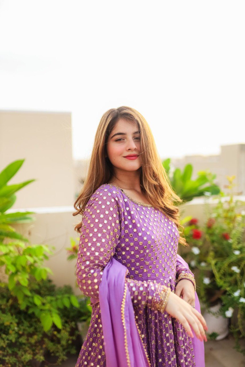 Purpel color embroidery anarkali gown foe women KF-145